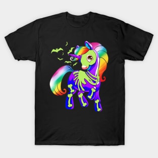 Unicorn Skeleton Halloween Magical Candy Glow Gif T-Shirt